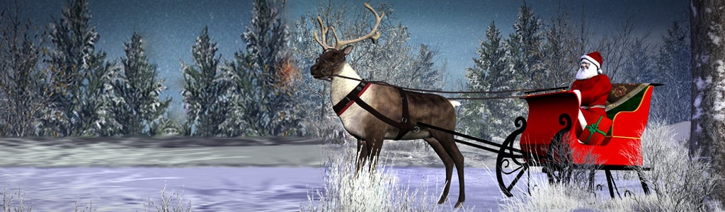Christmas winter scene with Santa's sleigh